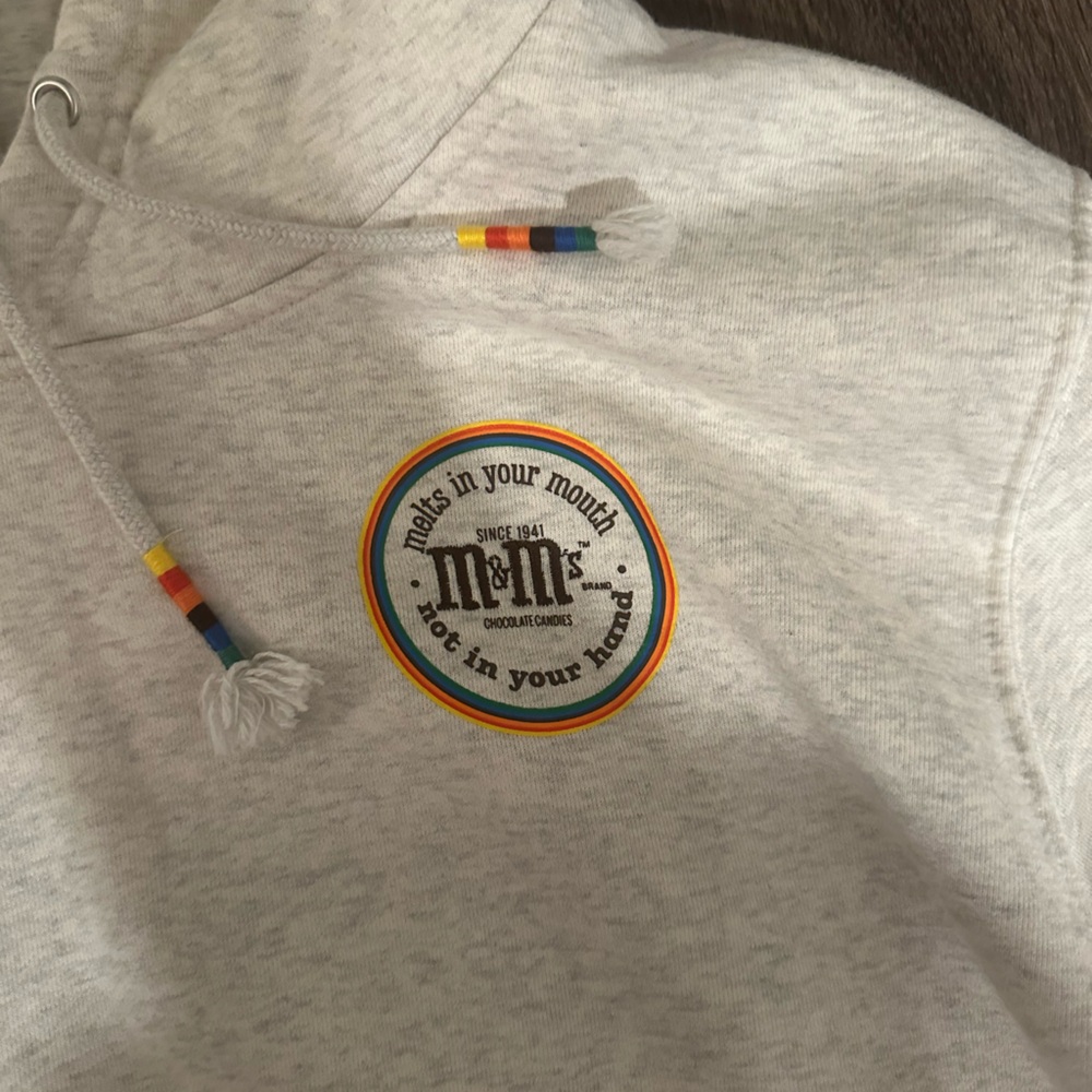 M&M'S Gray Hoodie with Rainbow Stripes - Picture 2 of 3